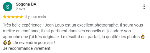 Avis 5 étoiles laissé par un(e) cliente(e) sur la fiche établissement de maPhotoportrait.com