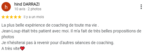 Avis 5 étoiles laissé par un(e) cliente(e) sur la fiche établissement de maPhotoportrait.com