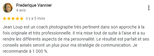 Avis 5 étoiles laissé par un(e) cliente(e) sur la fiche établissement de maPhotoportrait.com